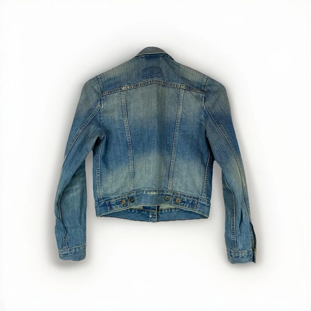 Levi's Trucker Boyfriend Jacket Women's Medium Distressed Blue Denim‎